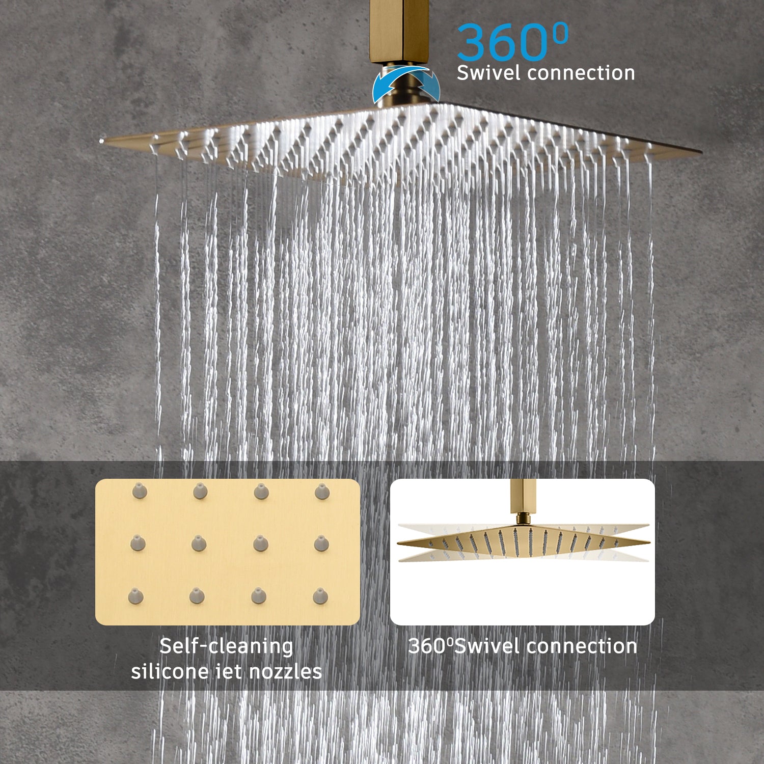 Casainc 2 Function 10" Ceiling Mount Dual Shower Heads Shower System In Black