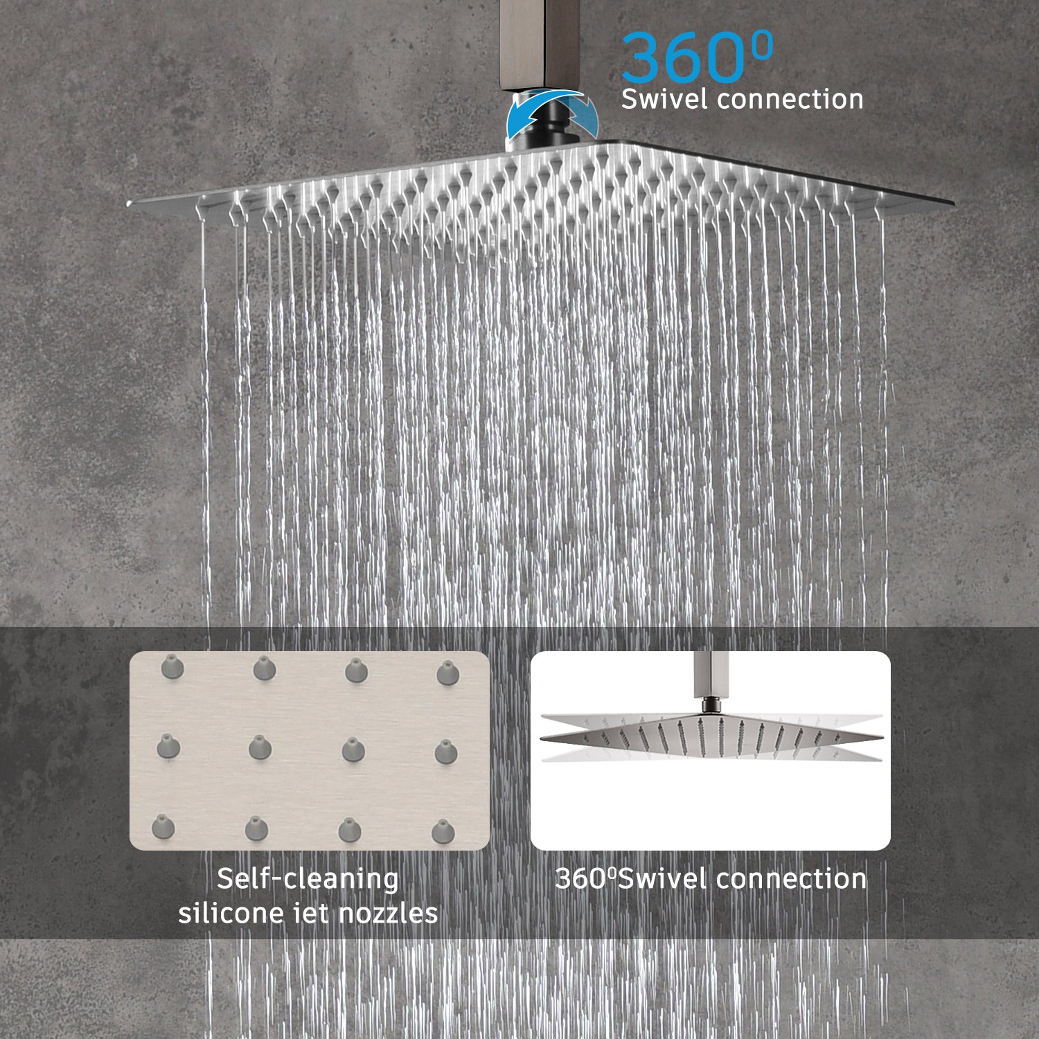 Casainc 2 Function 10" Ceiling Mount Dual Shower Heads Shower System In Black