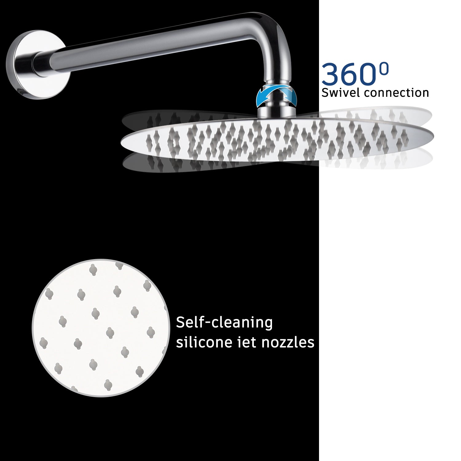 Casainc Round Single Functions Wall Mount Black Shower Faucet