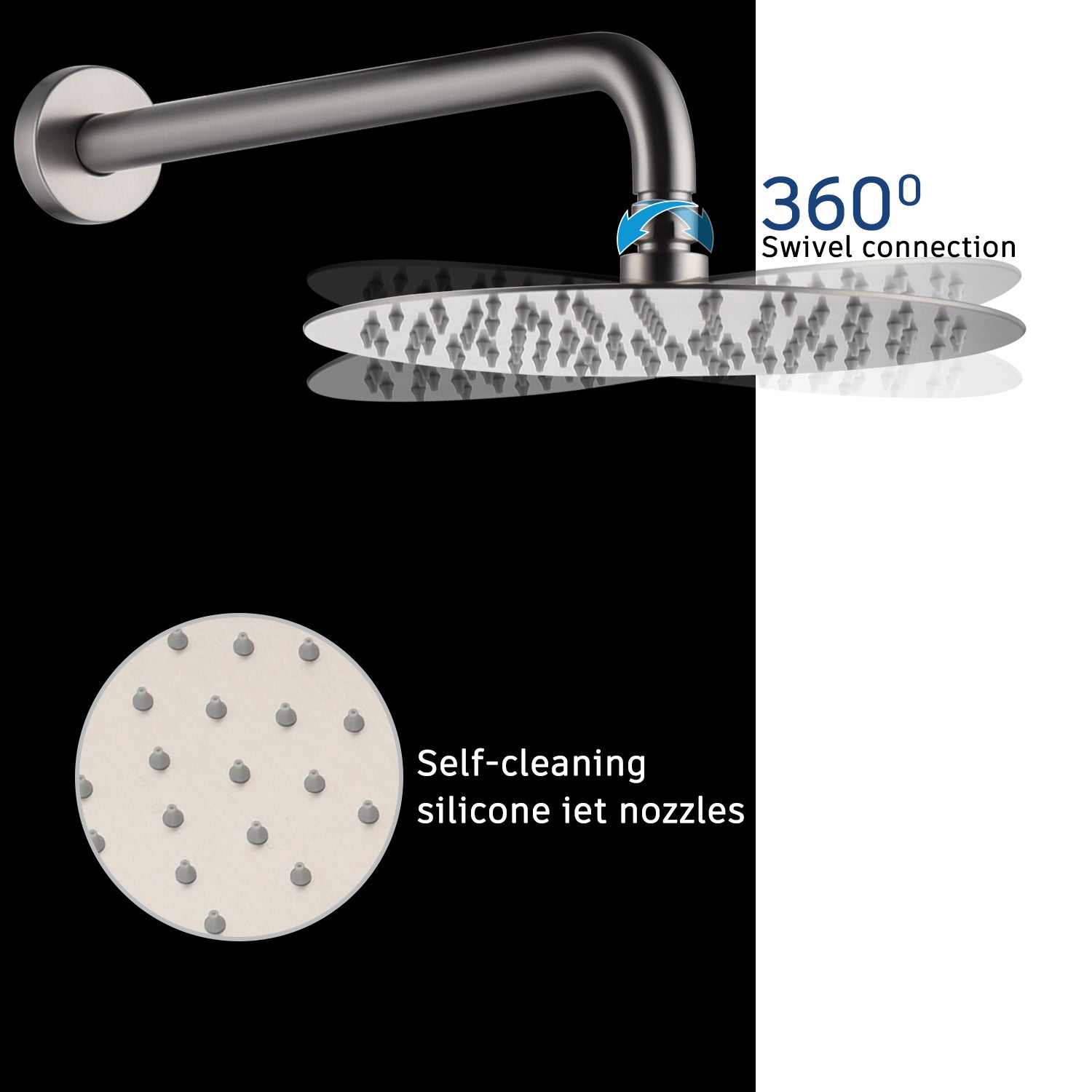 Casainc Round 3 Functions Wall Mount Dual Shower Heads Shower System In Black