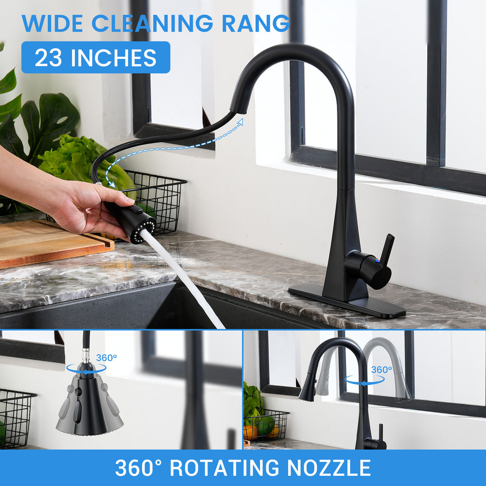 Touchless Dual-Sensor Pull-Down Kitchen Faucet with Modern Design