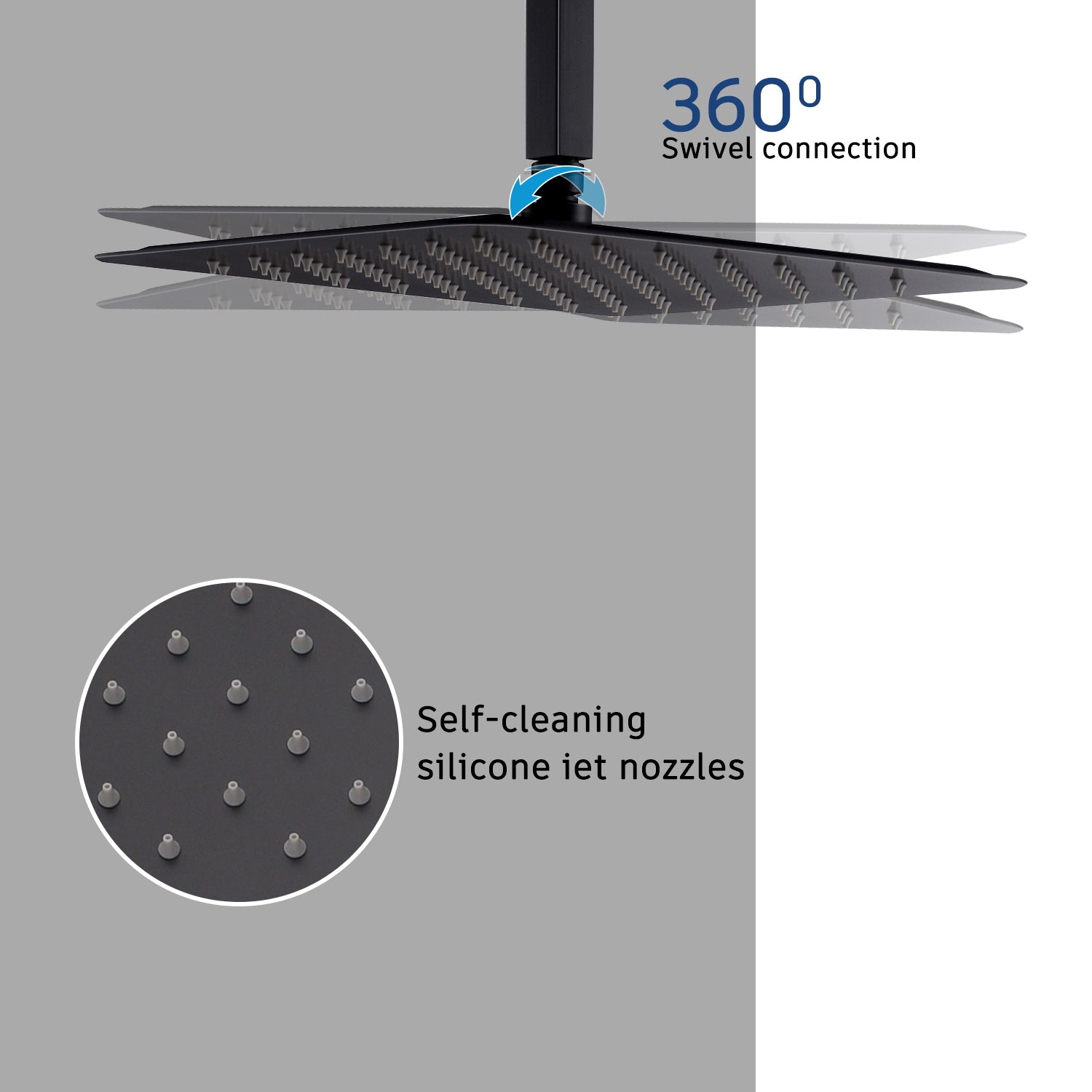 CASAINC 2 Function 10" Ceiling Mount Dual Shower Heads Shower System With Sliding Rod Shower Hand