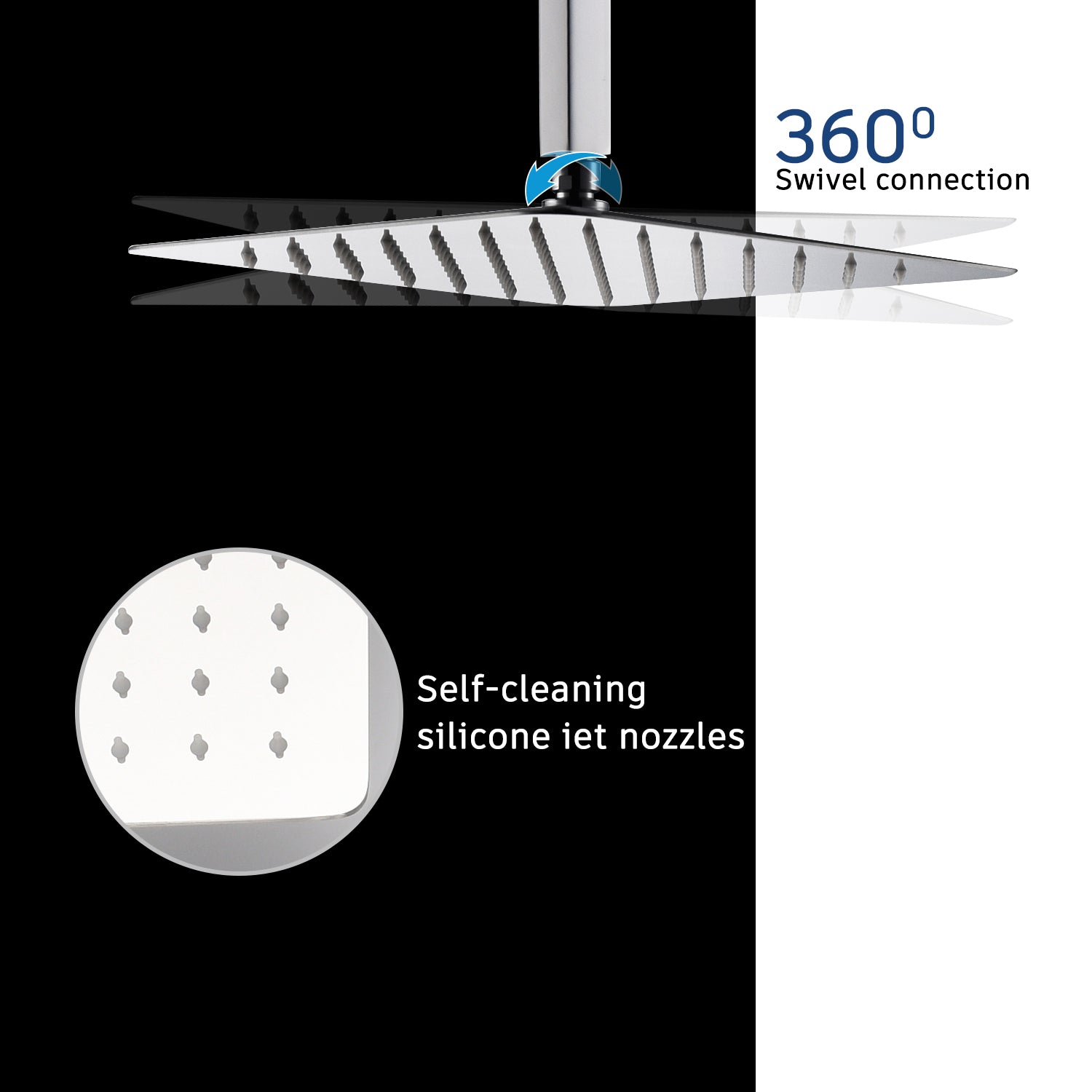 CASAINC 2 Function 10" Ceiling Mount Dual Shower Heads Shower System With Sliding Rod Shower Hand