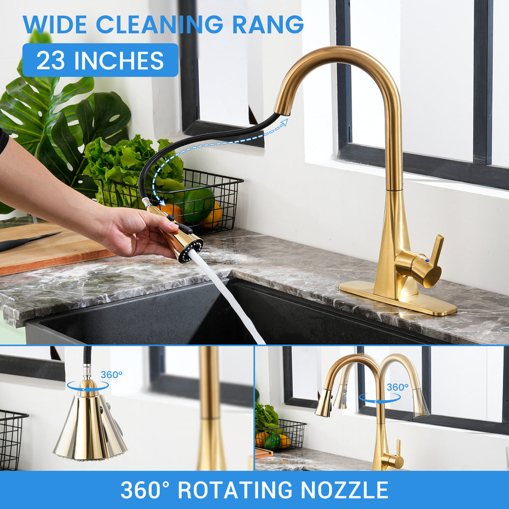Touchless Dual-Sensor Pull-Down Kitchen Faucet with Modern Design