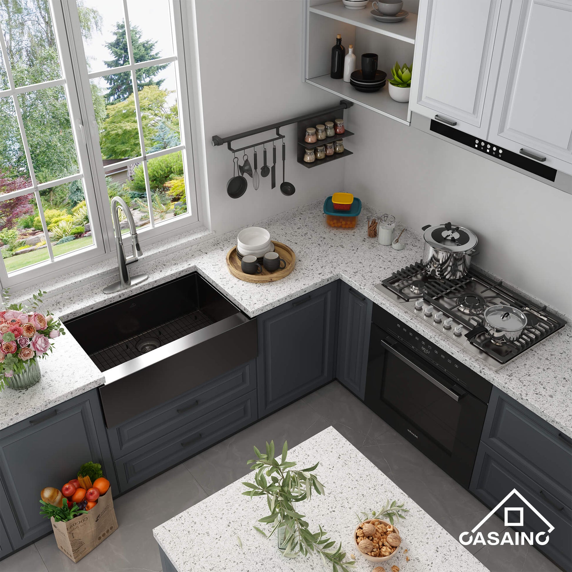 30"/33"/36" Premium 304 Stainless Steel Sink with PVD Finish with Quick Drainage & Silent Noise Reduction, Easy to Clean & Stylish