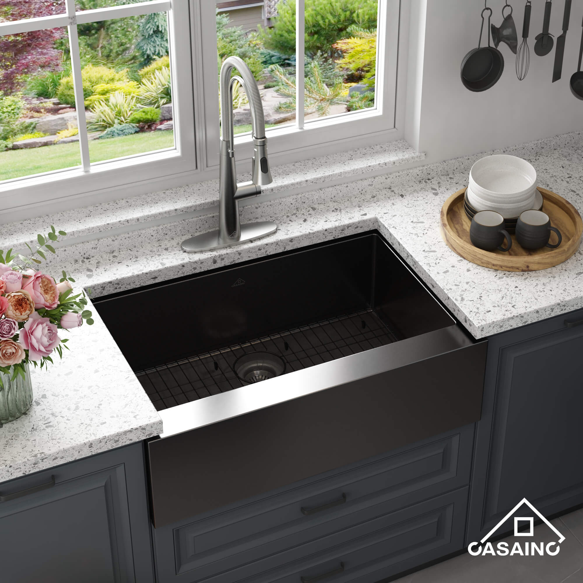 30"/33"/36" Premium 304 Stainless Steel Sink with PVD Finish with Quick Drainage & Silent Noise Reduction, Easy to Clean & Stylish