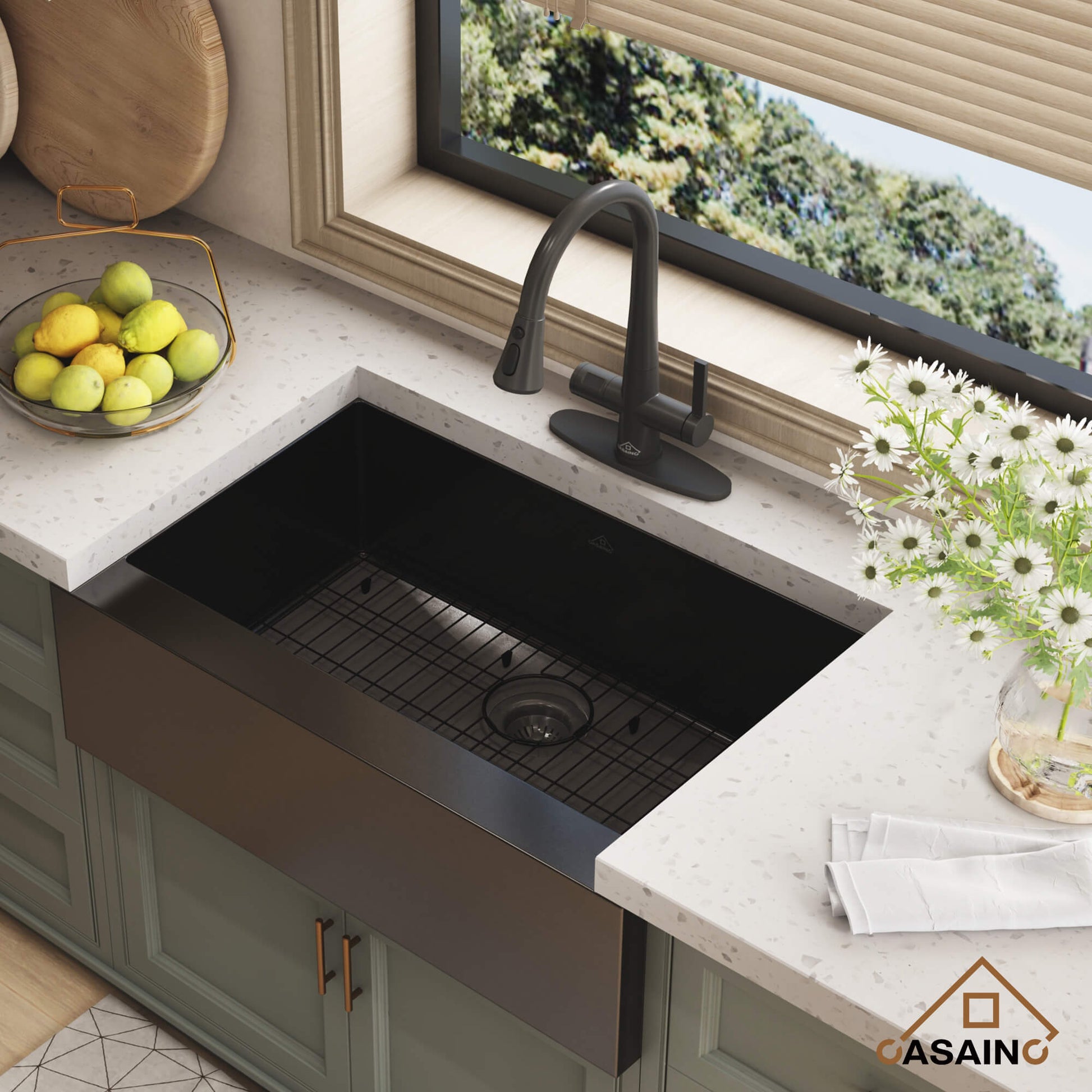 30"/33"/36" Premium 304 Stainless Steel Sink with PVD Finish with Quick Drainage & Silent Noise Reduction, Easy to Clean & Stylish