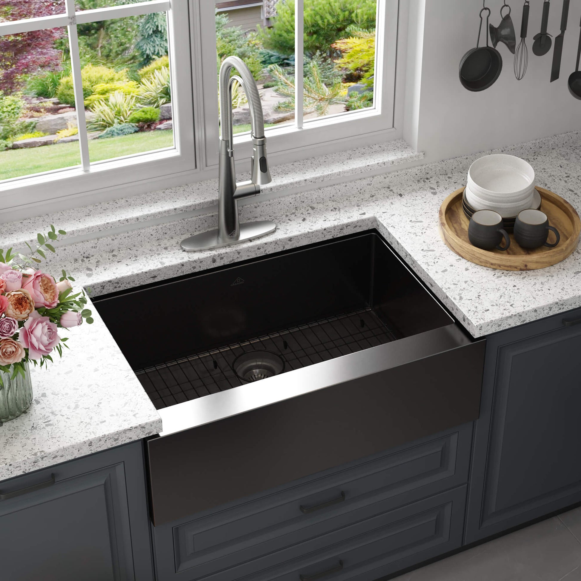 30"/33"/36" Premium 304 Stainless Steel Sink with PVD Finish with Quick Drainage & Silent Noise Reduction, Easy to Clean & Stylish