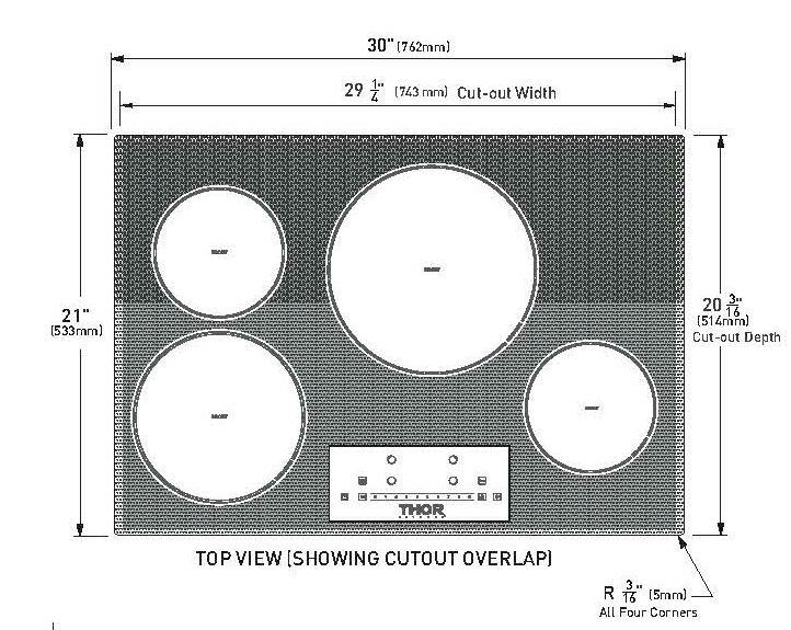 30/36-Inch 4/5-Element Induction Cooktop in Black with Touch Controls