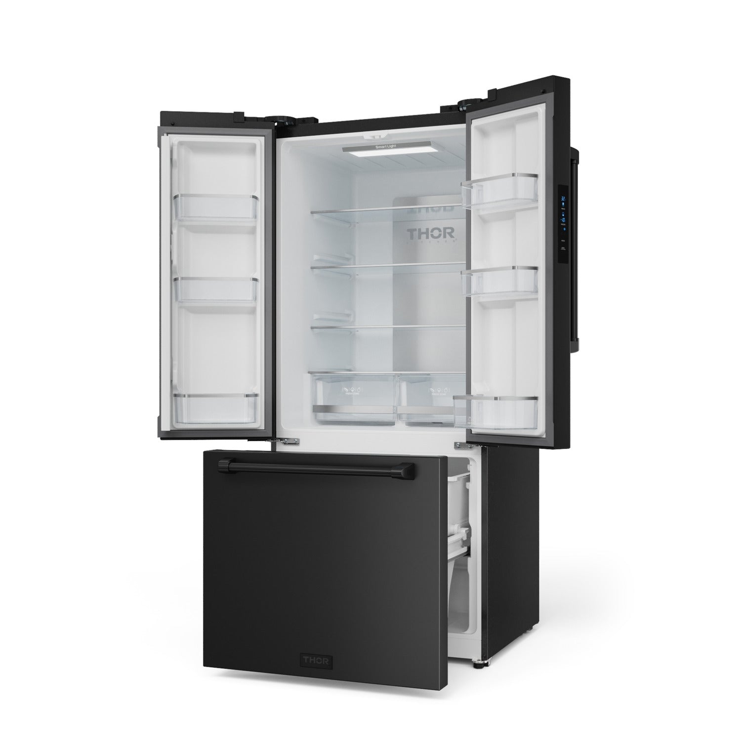 30 Inch 17.5 cu ft French Door Counter Depth Refrigerator with Ice Maker in Black | Gordon Ramsay Series
