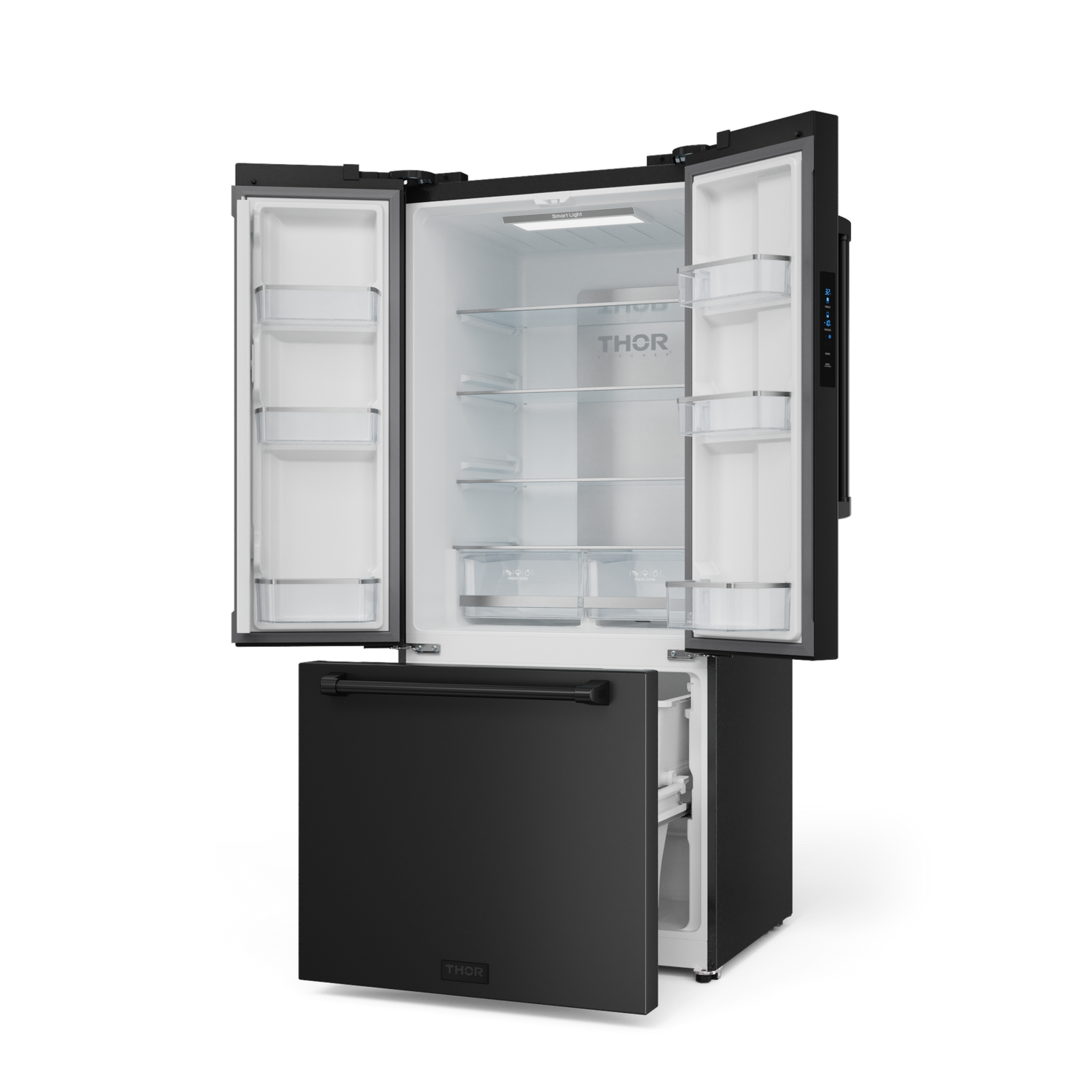 30 Inch 17.5 cu ft French Door Counter Depth Refrigerator with Ice Maker in Black | Gordon Ramsay Series