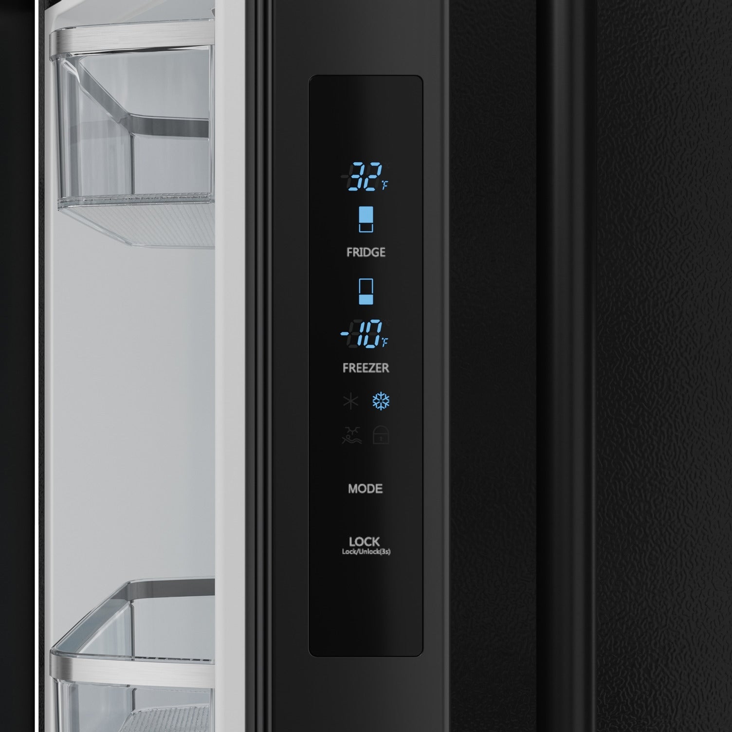 30 Inch 17.5 cu ft French Door Counter Depth Refrigerator with Ice Maker in Black | Gordon Ramsay Series