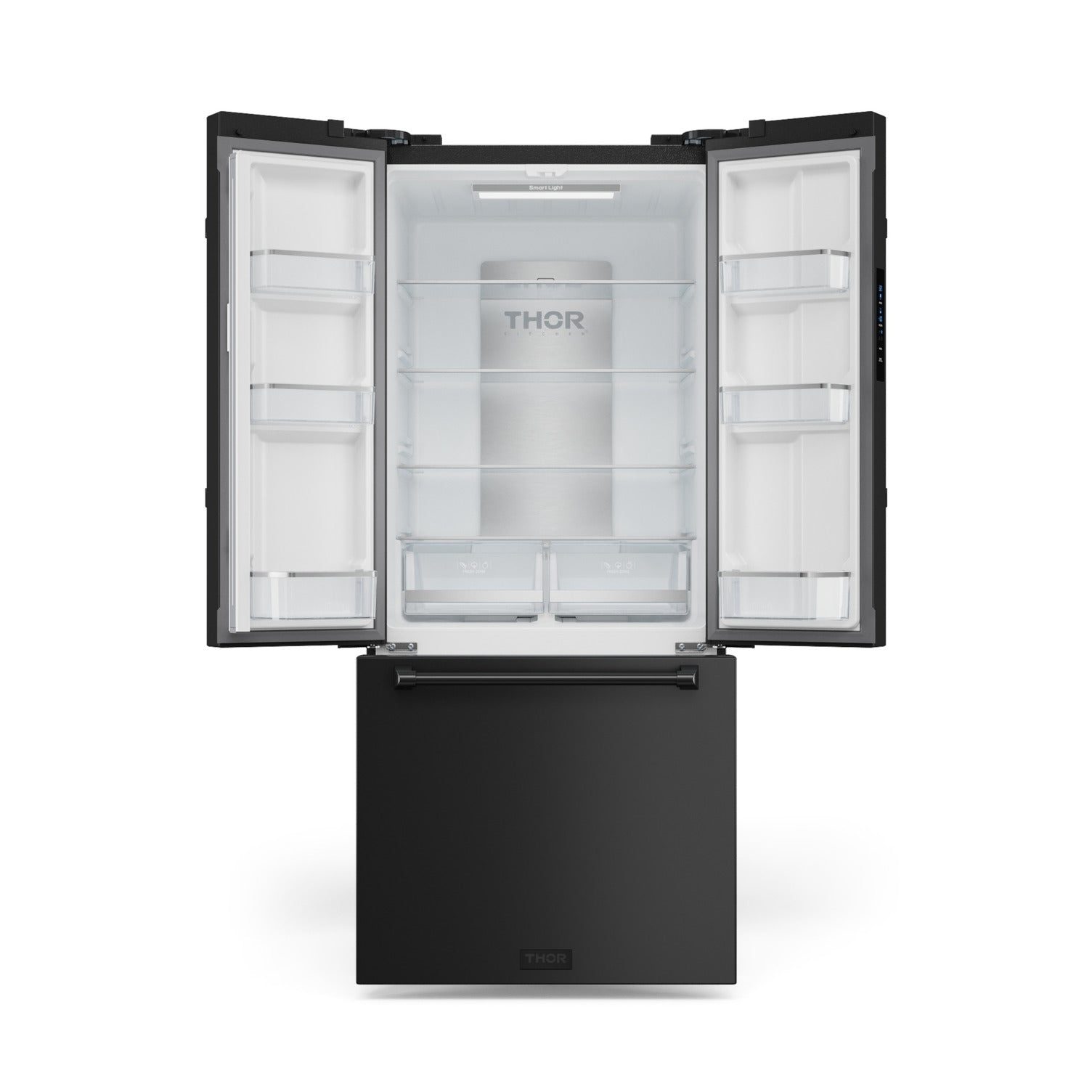 30 Inch 17.5 cu ft French Door Counter Depth Refrigerator with Ice Maker in Black | Gordon Ramsay Series