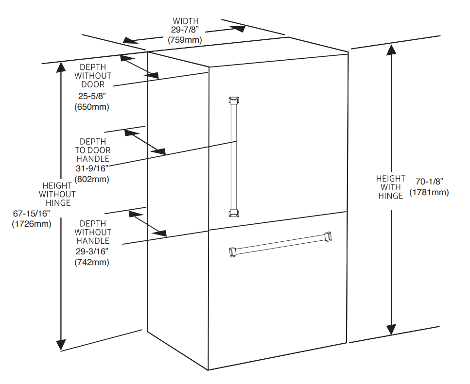 30 Inch Bottom Freezer Refrigerator in Stainless Steel