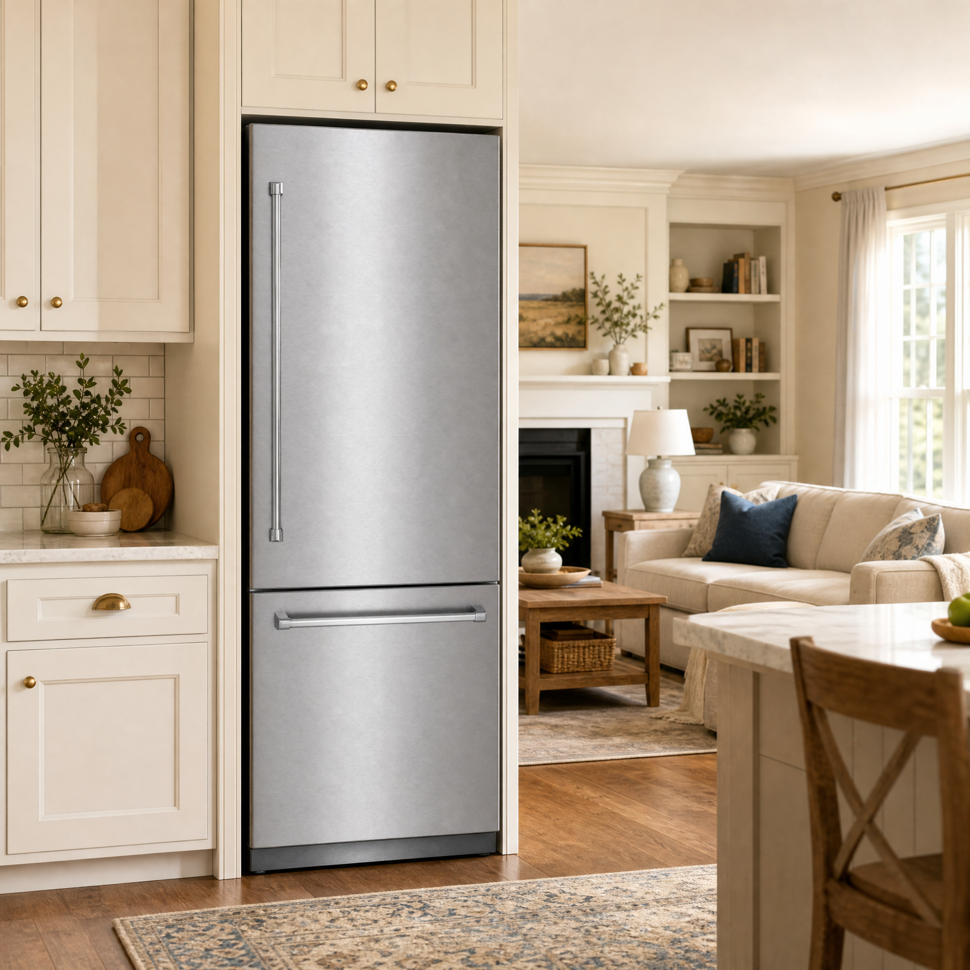 30 Inch Built-In Stainless-Steel Panel-Ready Bottom Mount Refrigerator