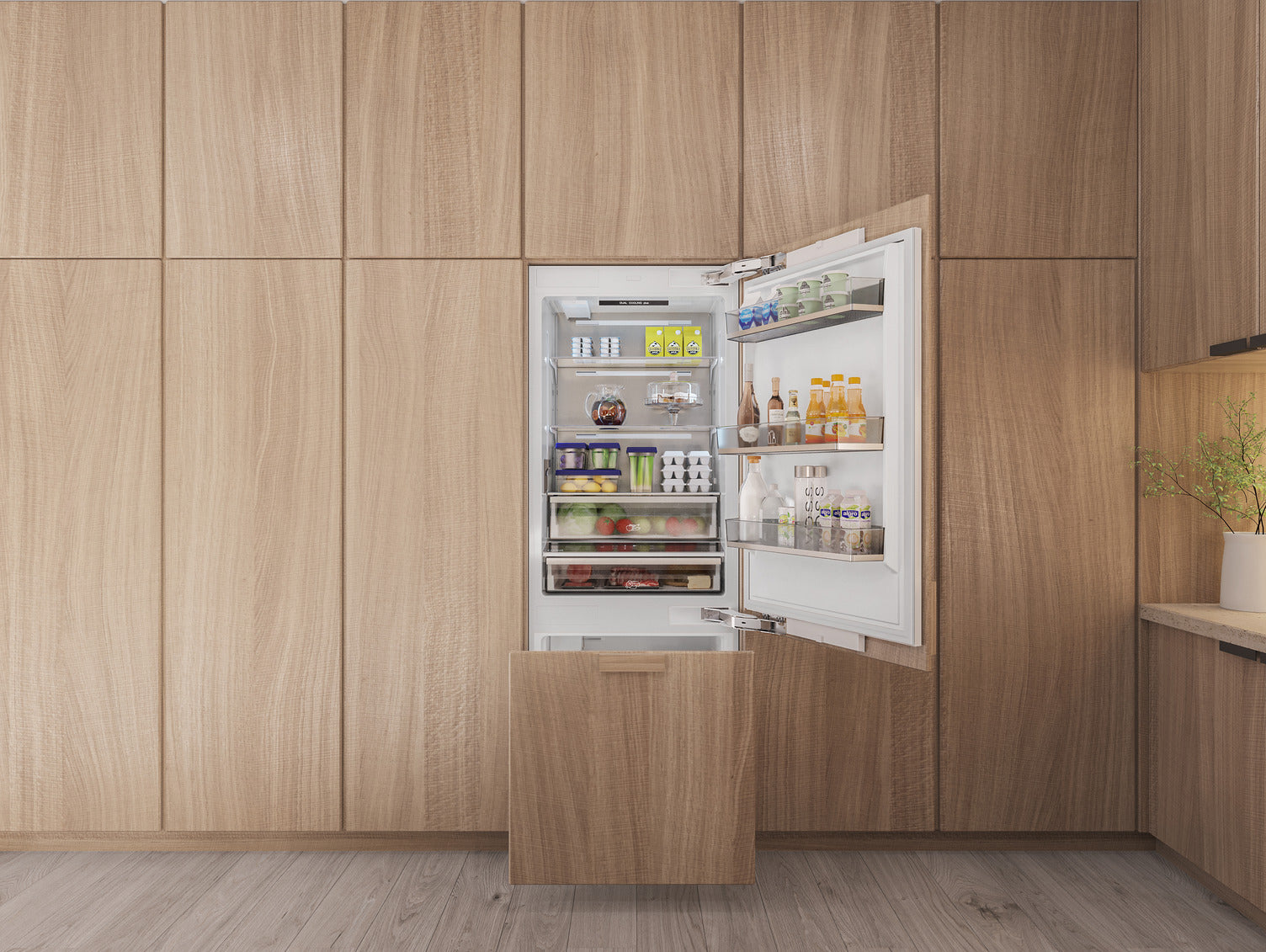 30 Inch Built-In Stainless-Steel Panel-Ready Bottom Mount Refrigerator