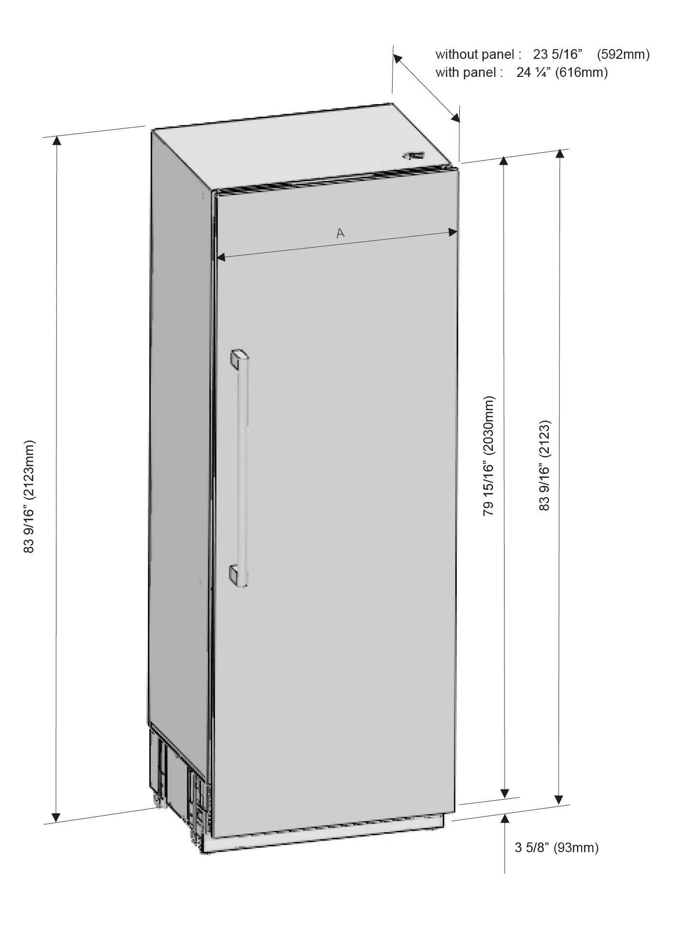 30 Inch Built-in Refrigerator Column, Panel Ready