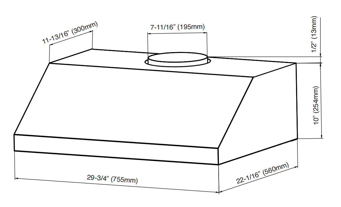 30 Inch Under Mounted Range Hood with 480 CFM