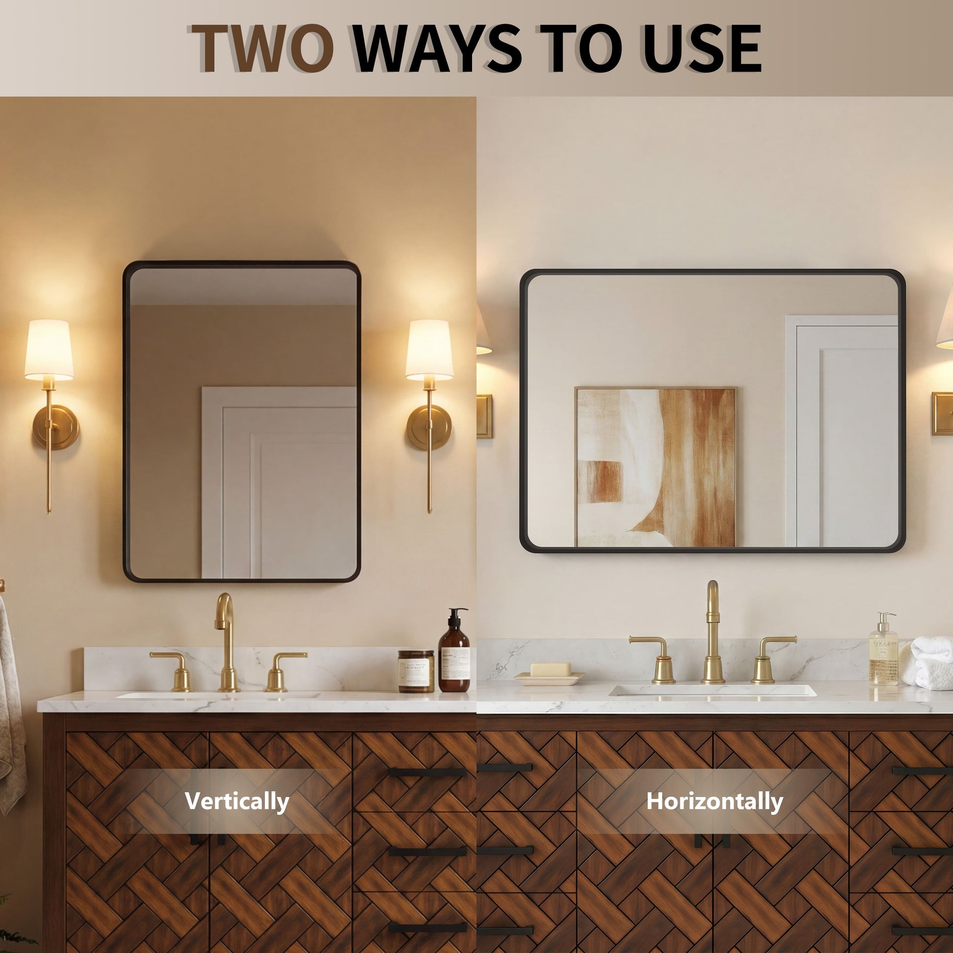 22"-72" W x 28"-40" H 14-Size Modern Aluminum Framed Beveled Bathroom Vanity Mirror with HD Reflection
