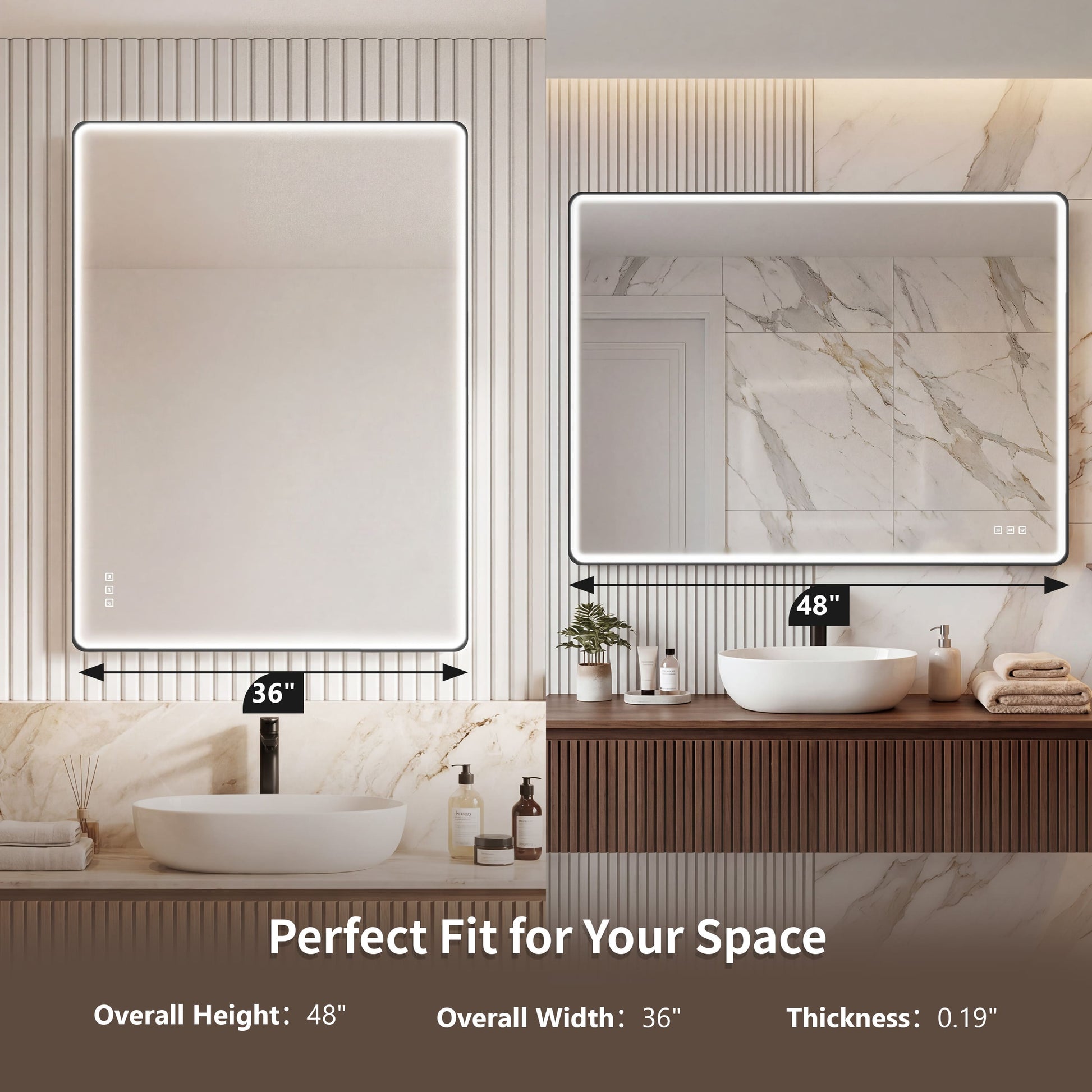 Contemporary Rectangular Aluminum Framed Bathroom LED Mirror