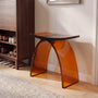 Translucent Resin Arched Solid Surface Bathroom Shower Bench in Glossy Smoke Black/Amber