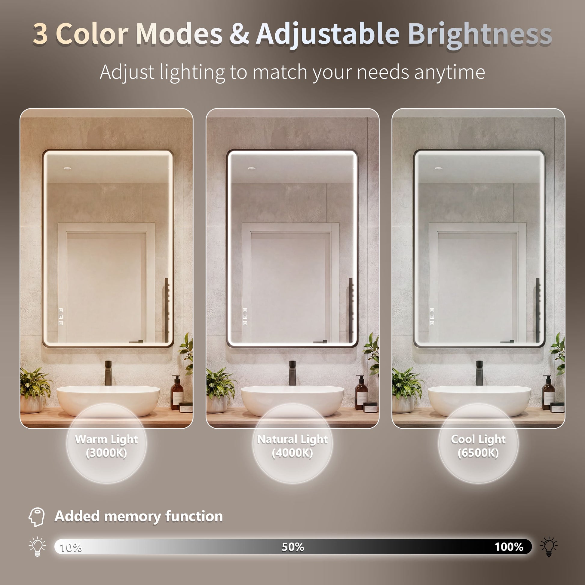 Contemporary Rectangular Aluminum Framed Bathroom LED Mirror