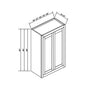 Inset Truffle Brown RTA 24-36"W x 30-42"H x 13.5"D 15-Size Double Doors Wall Cabinet