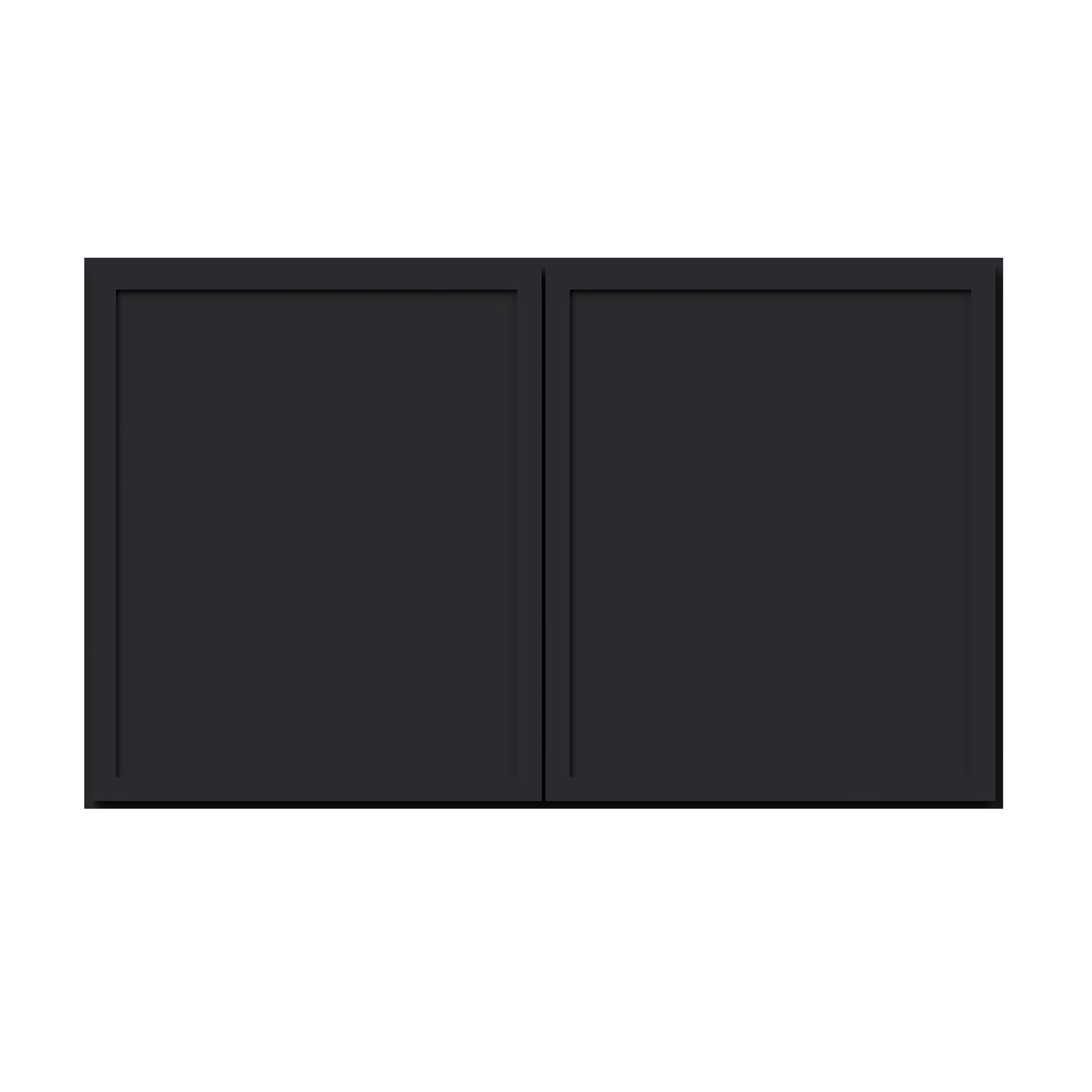 Slim Ebony Black Shaker RTA 24"-36"W x 12"-24"H x 12"D 17-Size Short Wall Cabinet with 2 Doors