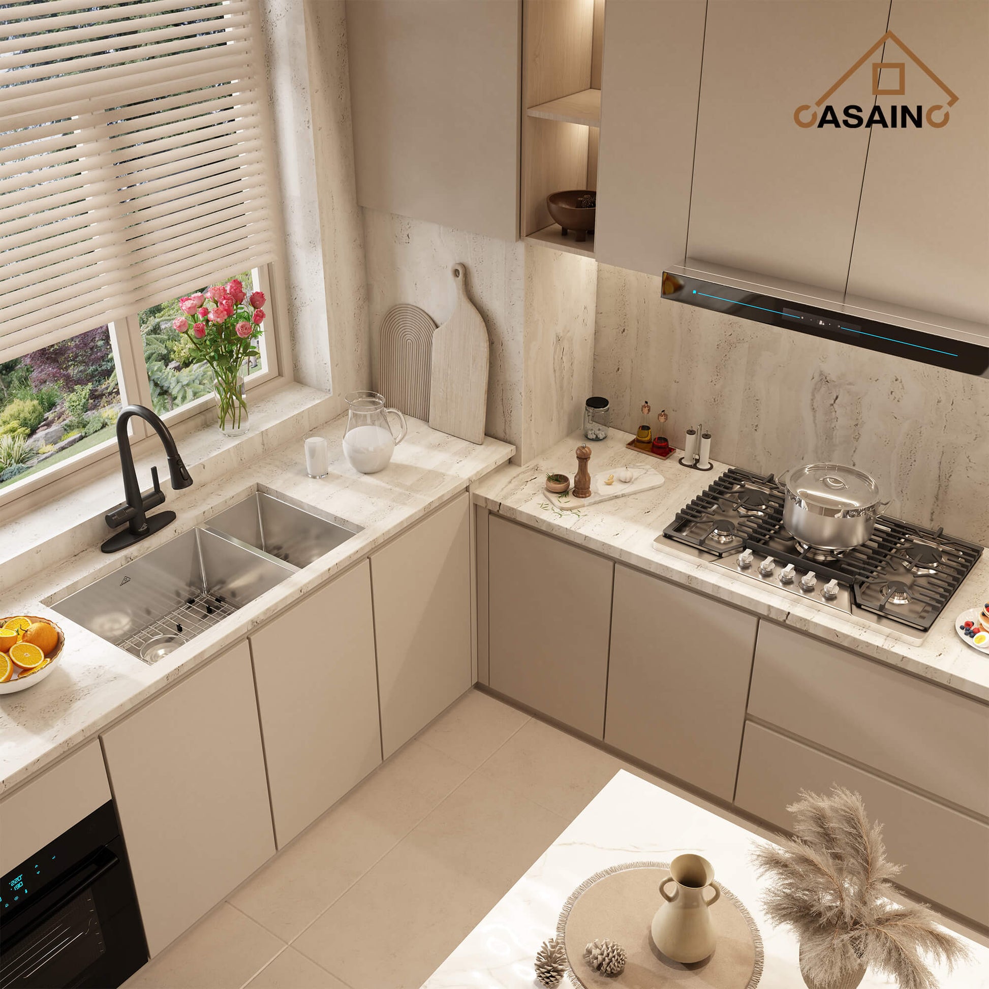 32" Premium Multi-Functional 304 Stainless Steel Design Kitchen Sink , Efficient Double Sink Design with Practical Accessories for Enduring Durability, Silent Operation 