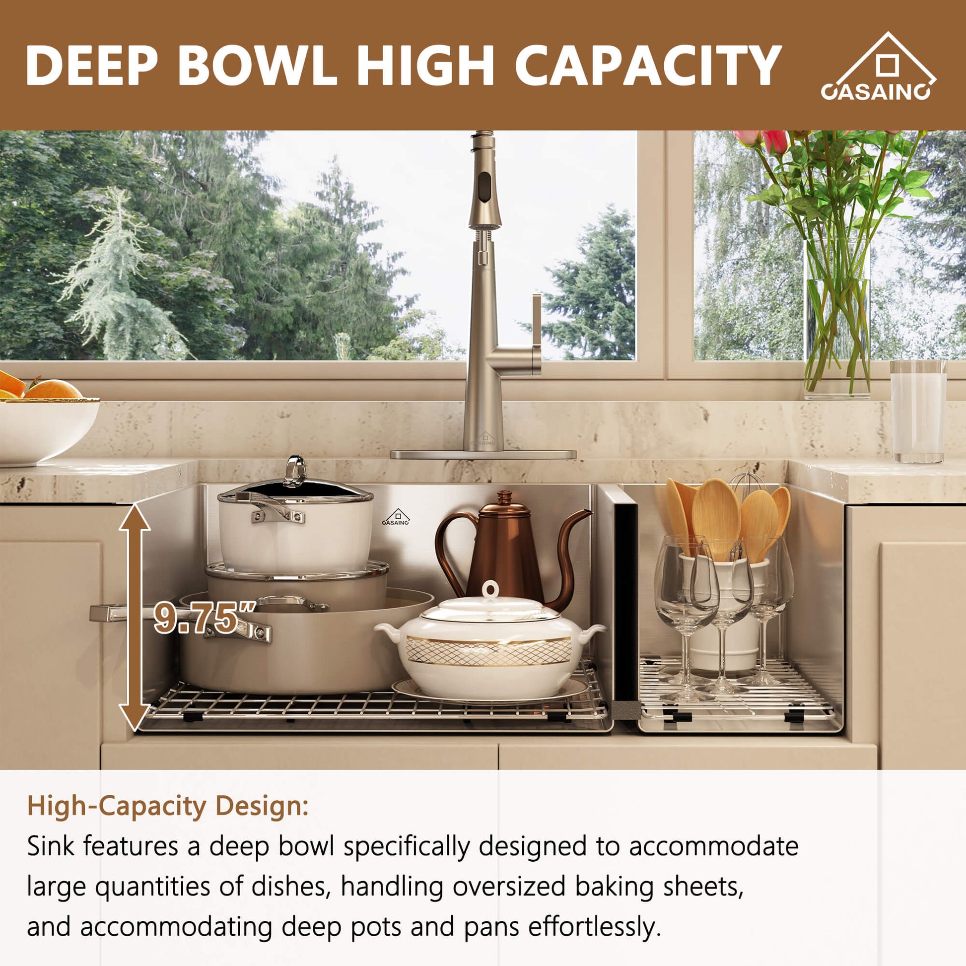 32" Premium Multi-Functional 304 Stainless Steel Design Kitchen Sink , Efficient Double Sink Design with Practical Accessories for Enduring Durability, Silent Operation 