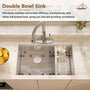 32" Premium Multi-Functional 304 Stainless Steel Design Kitchen Sink , Efficient Double Sink Design with Practical Accessories for Enduring Durability, Silent Operation 