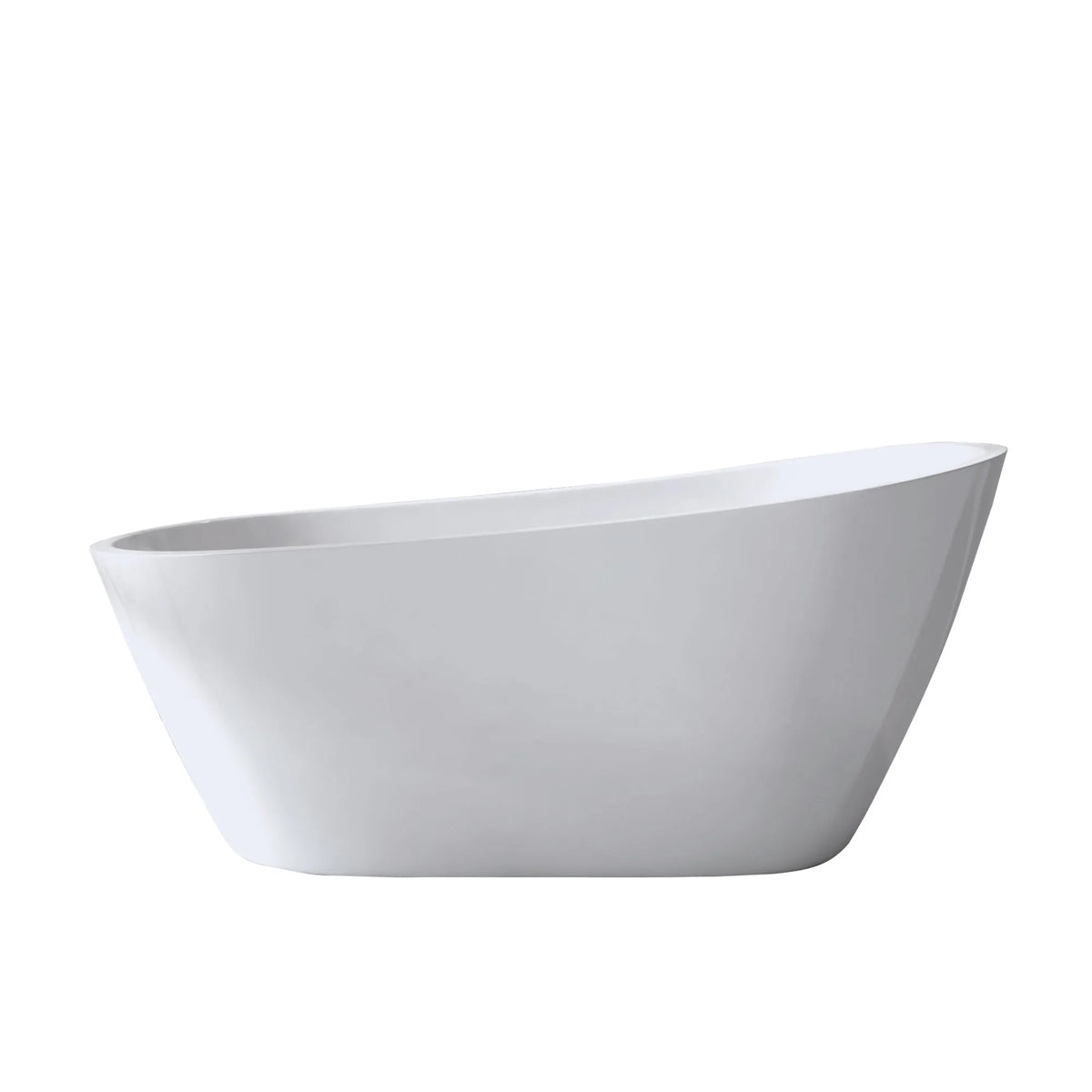 59"/67" Special-Shaped Acrylic Freestanding Slipper Bathtub in Gloss White with Overflow and Drain