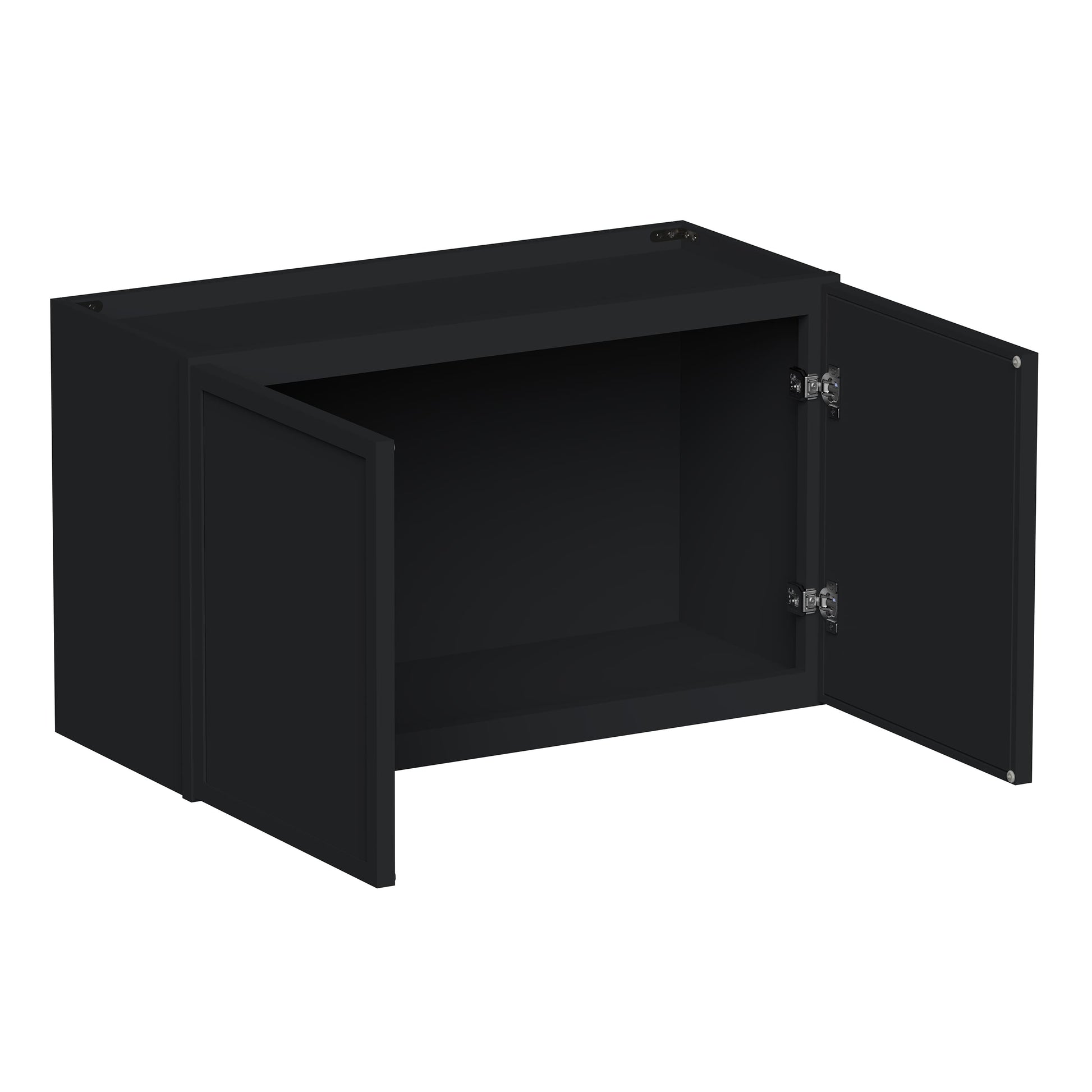 Slim Ebony Black Shaker RTA 24"-36"W x 12"-24"H x 12"D 17-Size Short Wall Cabinet with 2 Doors