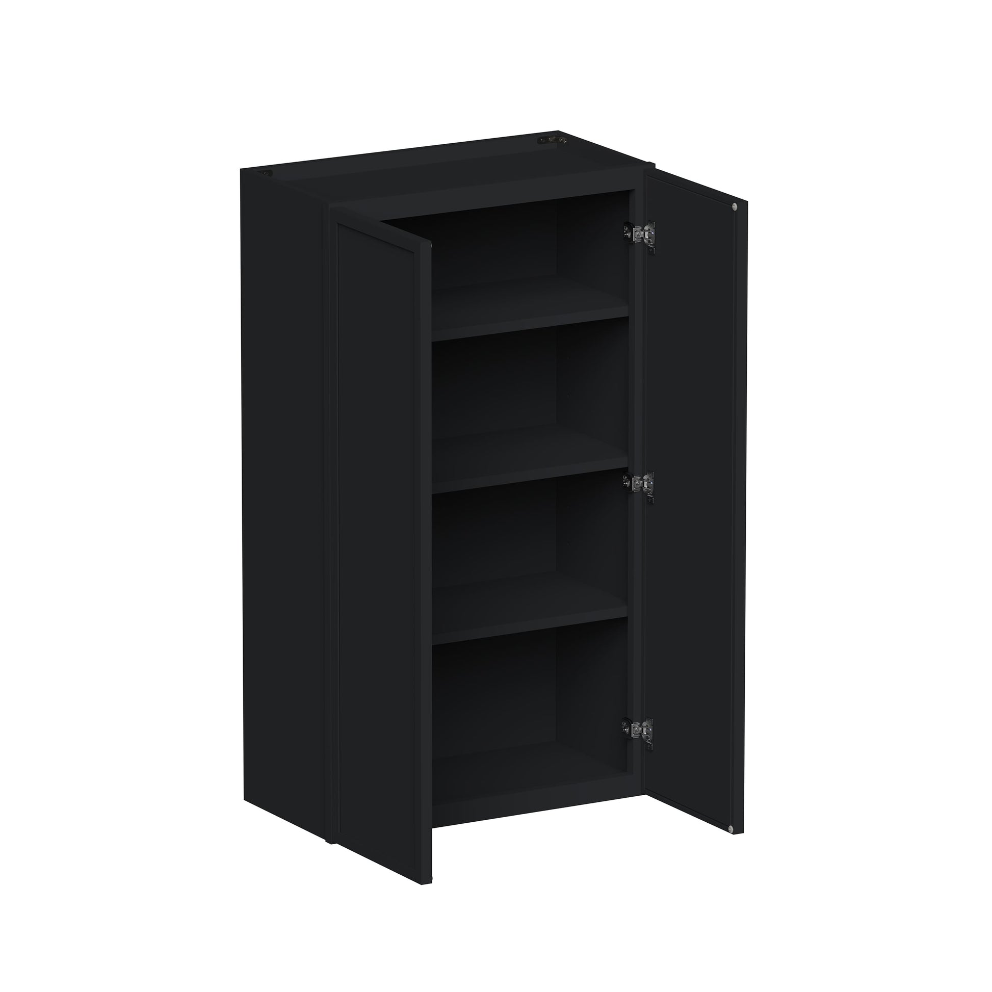 Slim Ebony Black Shaker RTA 24"-36"W x 30"/36"/42"H x 12"D 15-Size Standard Wall Cabinet with 2 Doors