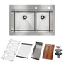 33" Two-tiered Workstation 304 Stainless Steel Sink, Fast Drainage,Silent Noise Reductio, Golden R10 Tight Radius, Scratch-Resistant and Oil-Repellent