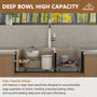 33" Two-tiered Workstation 304 Stainless Steel Sink, Fast Drainage,Silent Noise Reductio, Golden R10 Tight Radius, Scratch-Resistant and Oil-Repellent