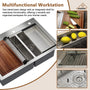 33" Two-tiered Workstation 304 Stainless Steel Sink, Fast Drainage,Silent Noise Reductio, Golden R10 Tight Radius, Scratch-Resistant and Oil-Repellent