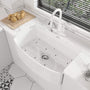 33 in. Curved Single Bowl Fireclay Farmhouse Apron Kitchen Sink with Grid and Drainer, cUPC Certified, in Glossy White/Matte Black/Matte Gray