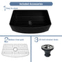 33 in. Curved Single Bowl Fireclay Farmhouse Apron Kitchen Sink with Grid and Drainer, cUPC Certified, in Glossy White/Matte Black/Matte Gray