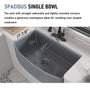 33 in. Curved Single Bowl Fireclay Farmhouse Apron Kitchen Sink with Grid and Drainer, cUPC Certified, in Glossy White/Matte Black/Matte Gray