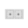 33 in. Double Bowl Fireclay Farmhouse Apron Kitchen Sink with Striped Design Reversible Installation, with Grid and Drainer, cUPC Certified, in Black/Gray/White