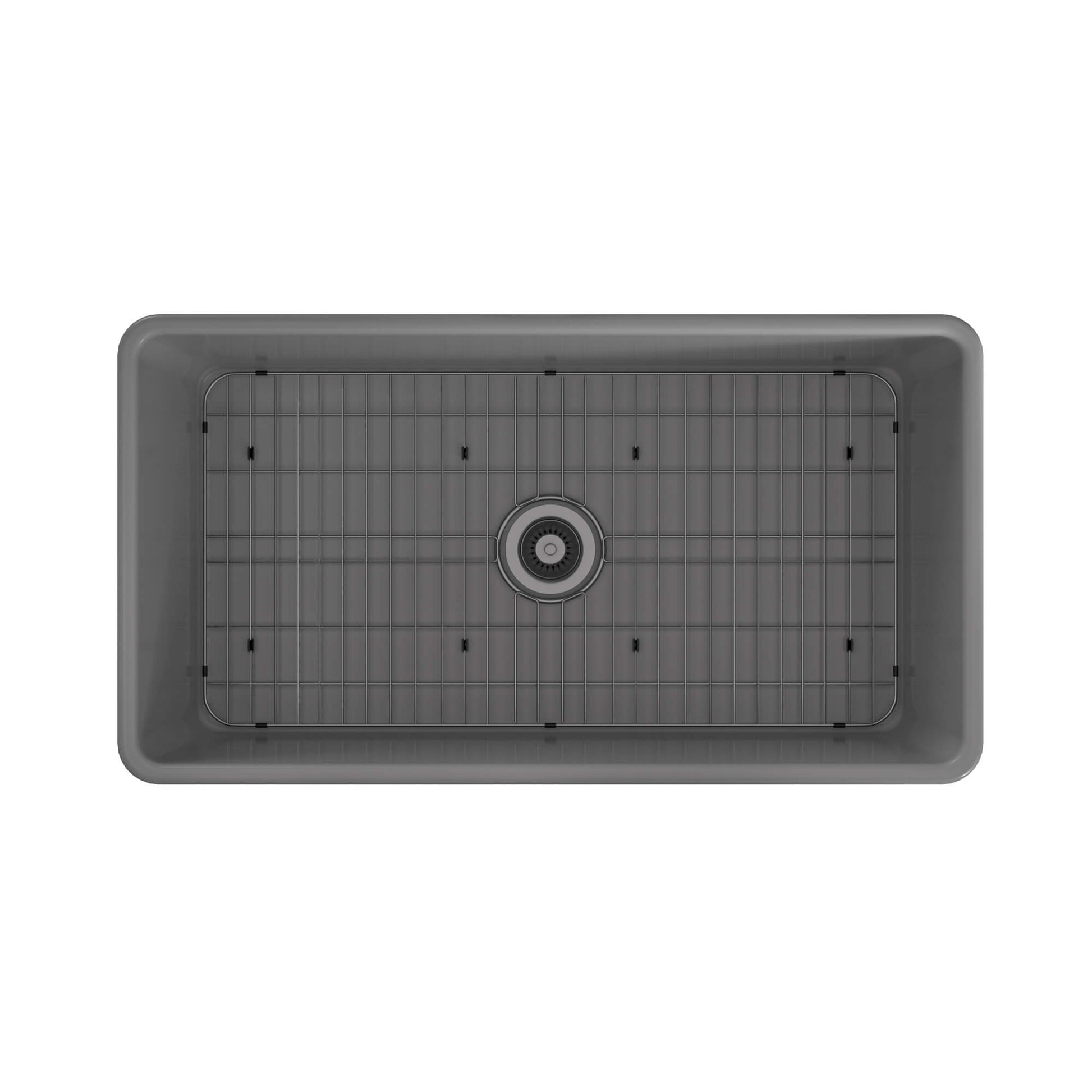 33 in. Single Bowl Fireclay Farmhouse Apron Kitchen Sink with Striped Design Reversible Installation, with Grid and Drainer, cUPC Certified, in White/Black/Gray