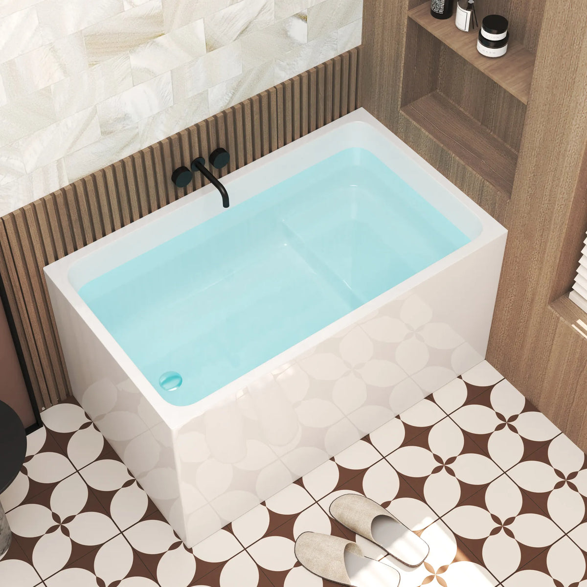 47" Gloss White Acrylic Freestanding Bathtub with Optional Built-In Seat, Chrome Overflow and Pop-Up Drain