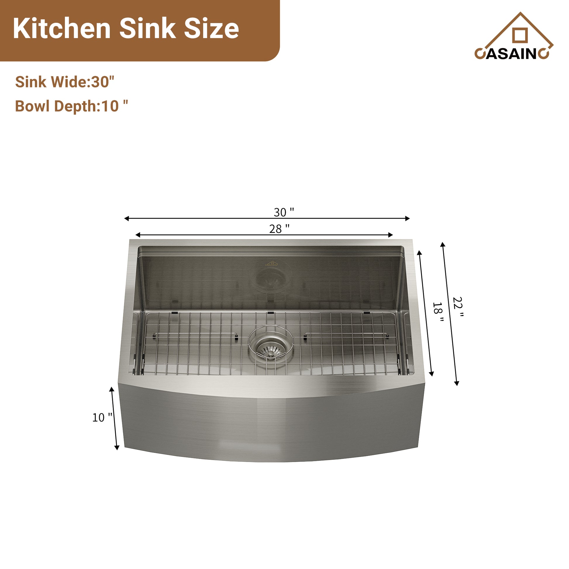 Farmhouse Stainless Steel 30/33/36 inch Single Bowl Kitchen Sink in Brushed