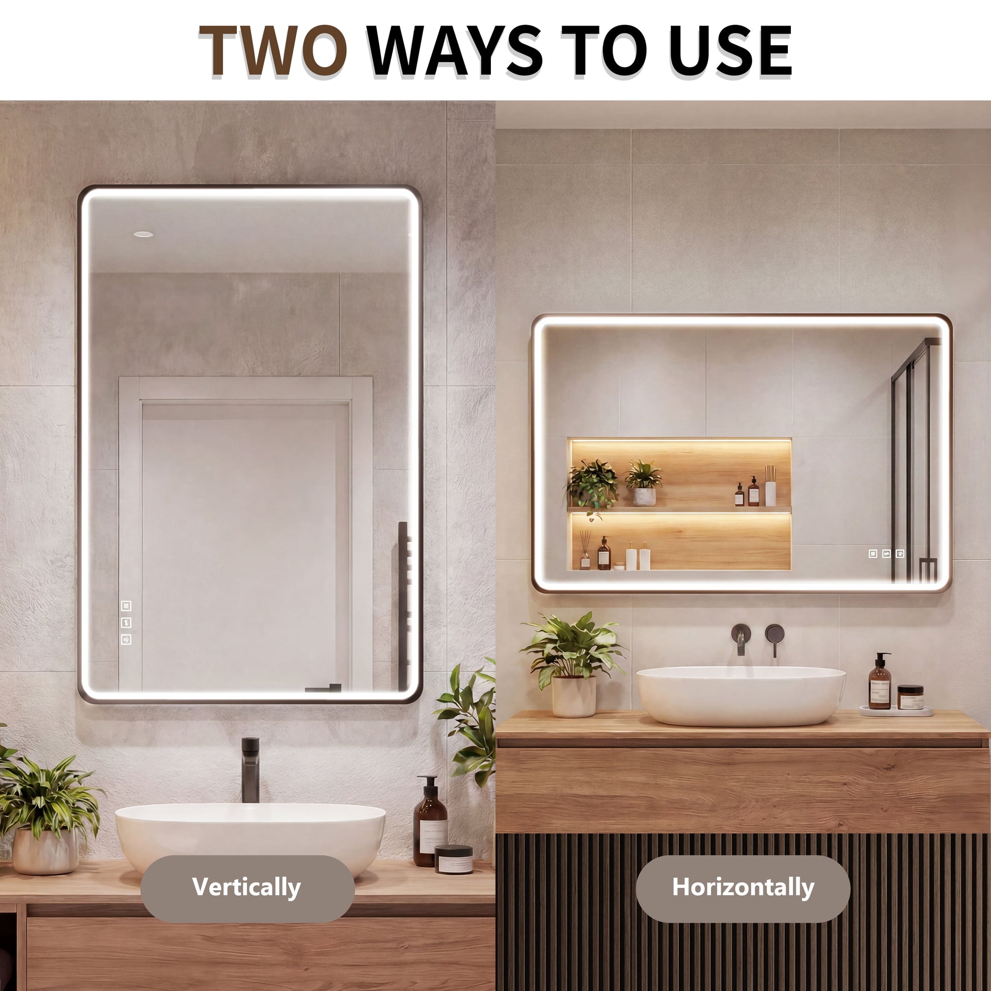 Contemporary Rectangular Aluminum Framed Bathroom LED Mirror