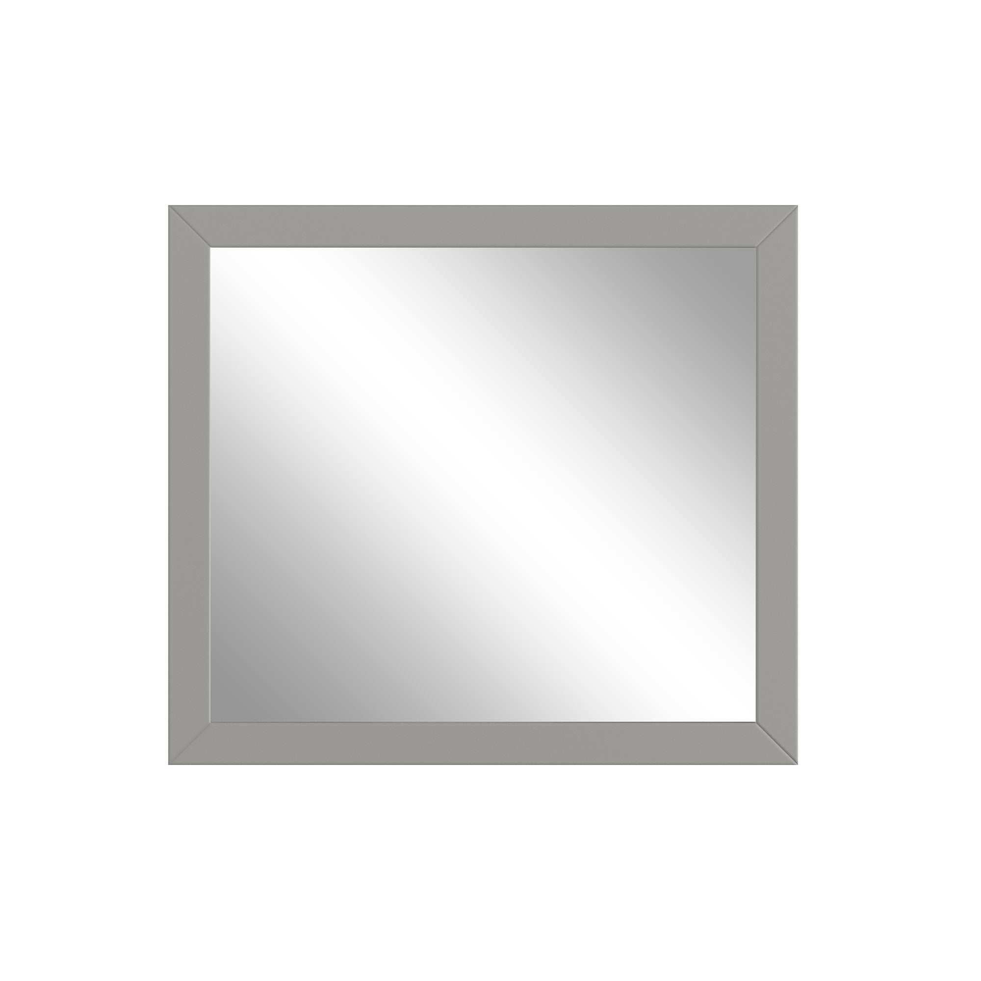 34"x35" Gray Solid Oak Frame Wall-Mounted Bathroom Mirror