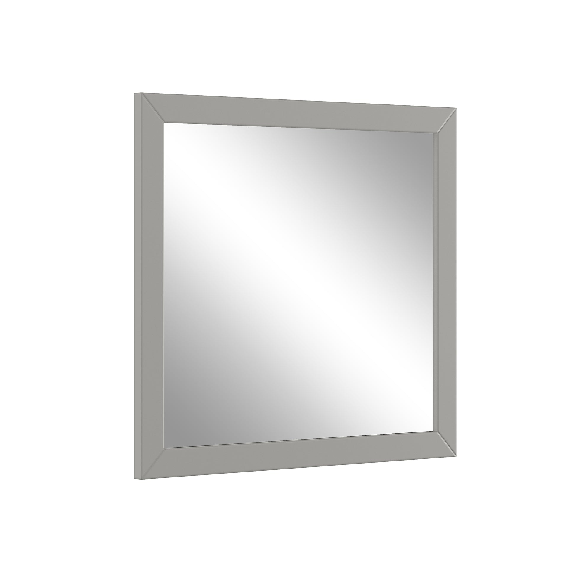 34"x35" Gray Solid Oak Frame Wall-Mounted Bathroom Mirror