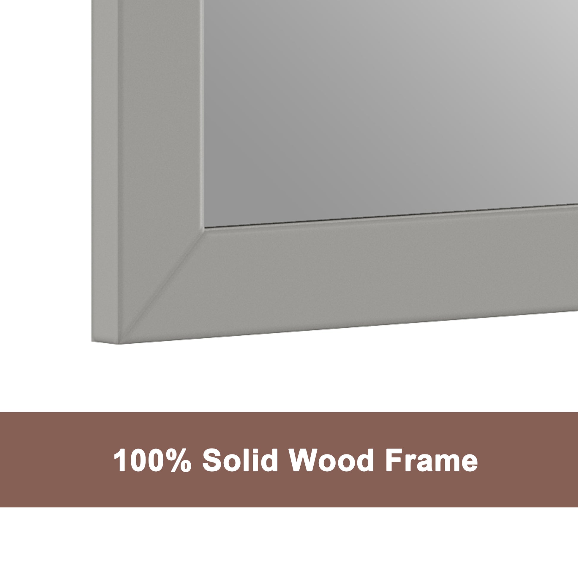34"x35" Gray Solid Oak Frame Wall-Mounted Bathroom Mirror
