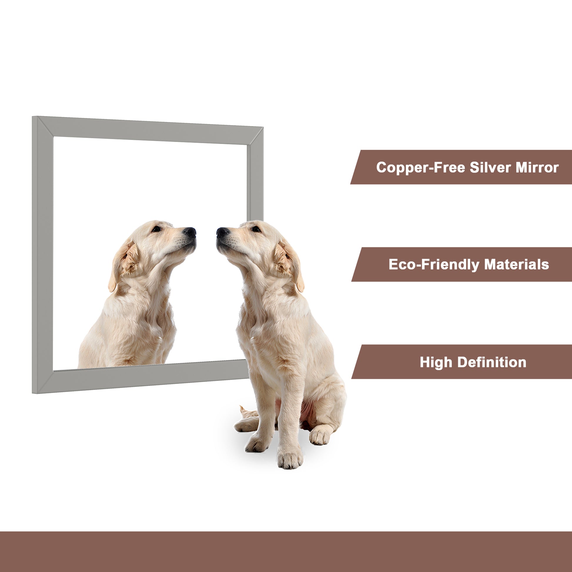34"x35" Gray Solid Oak Frame Wall-Mounted Bathroom Mirror