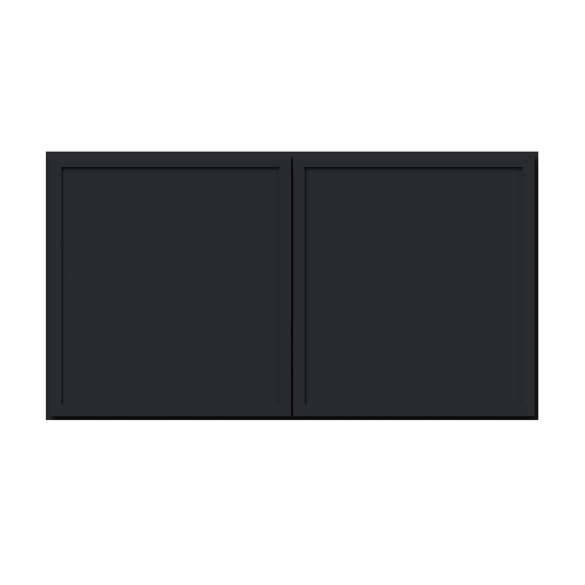 Slim Ebony Black Shaker RTA 24"-36"W x 12"-24"H x 12"D 17-Size Short Wall Cabinet with 2 Doors